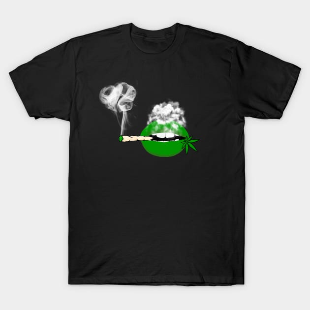 marijuana mouth joint T-Shirt by JulieVie Design